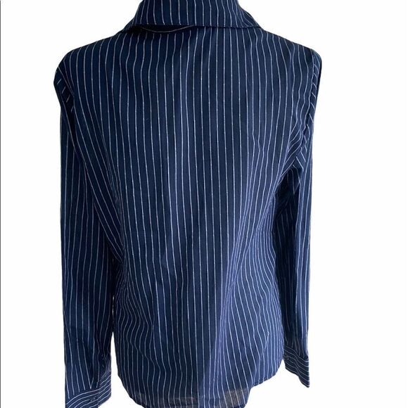 Everly Womens Blue and White Striped Shirt Size L - Picture 3 of 6